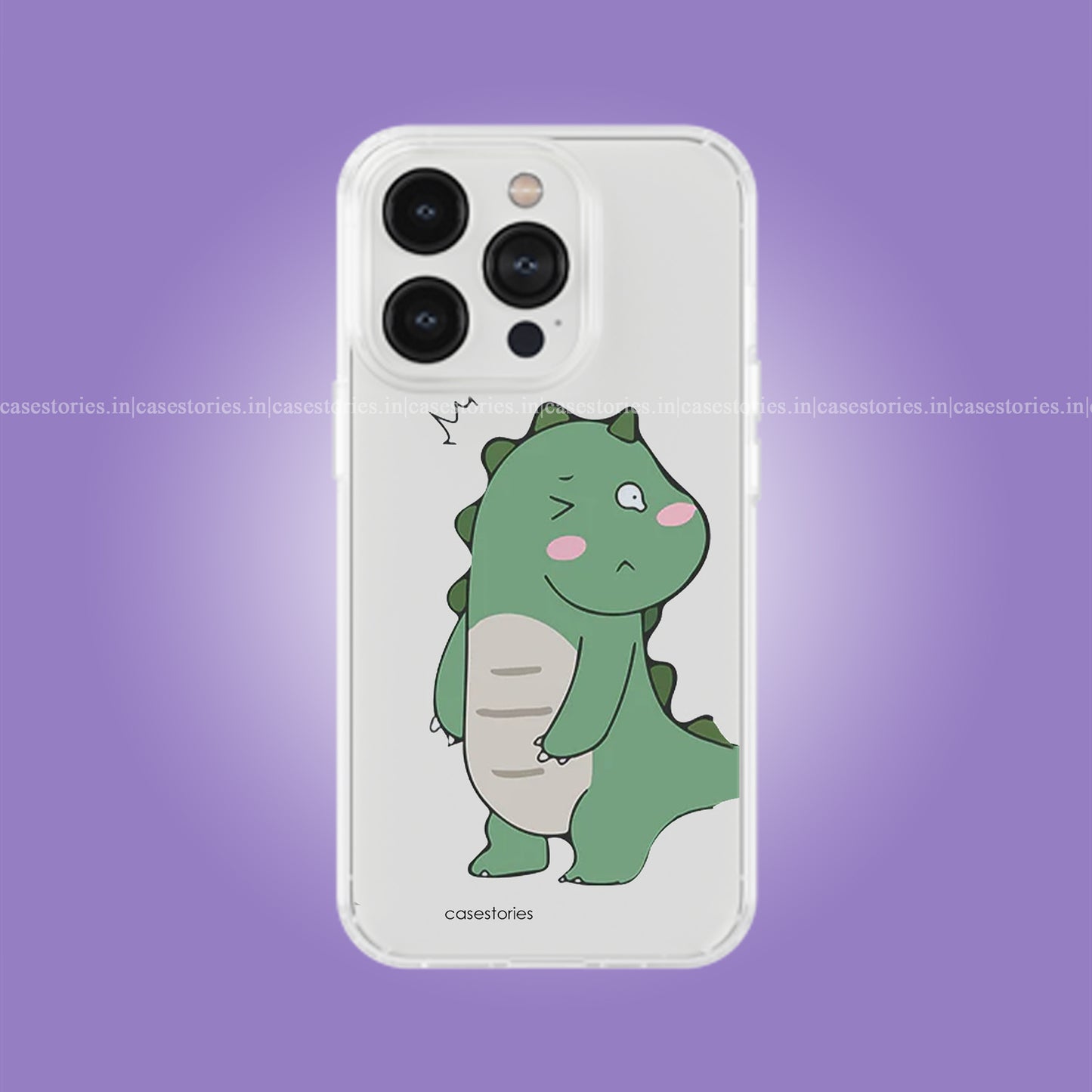 Green Dino Love Couple Clear Soft Case