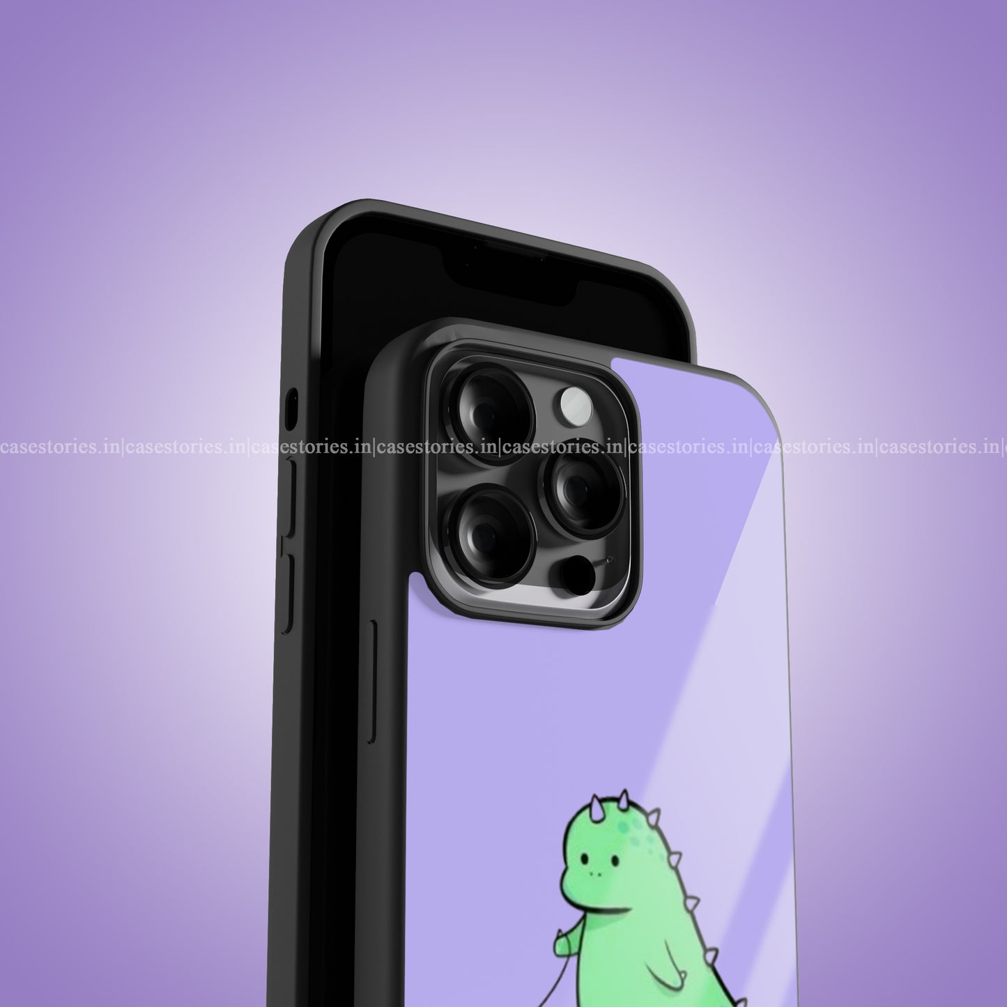 Heartstrings Green Dino Couple Premium Glossy Phone Case