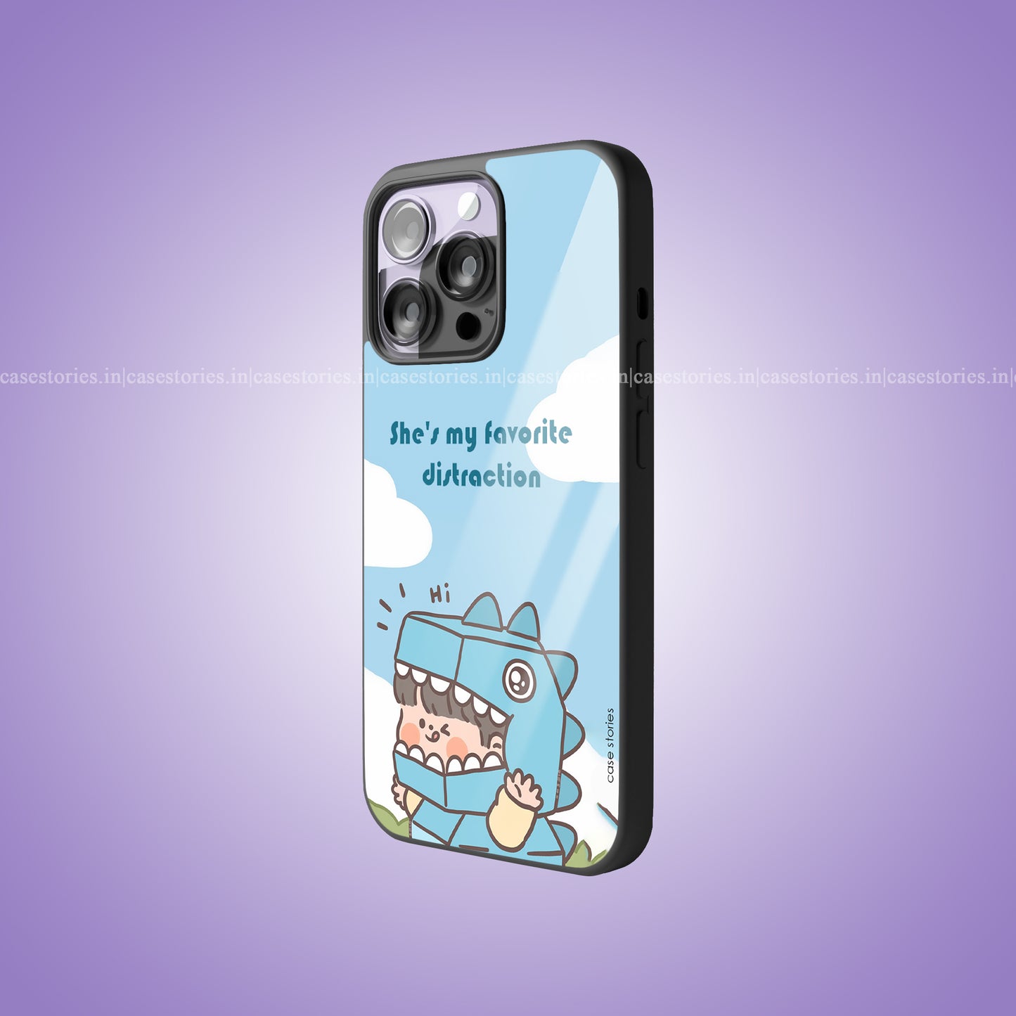 Her Dino Boy Matching Couple Premium Glossy Phone Case
