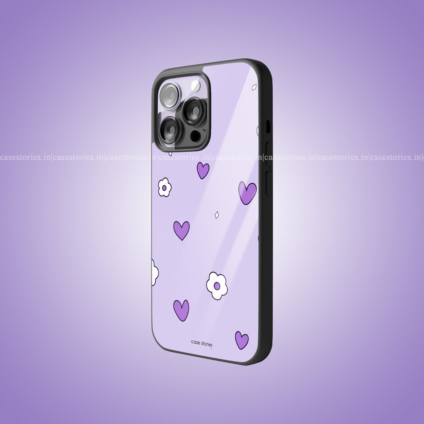Lavender Heart Bloom Premium Glossy Phone Case