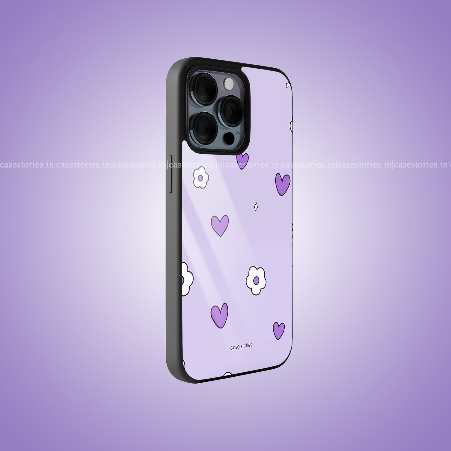 Lavender Heart Bloom Premium Glossy Phone Case