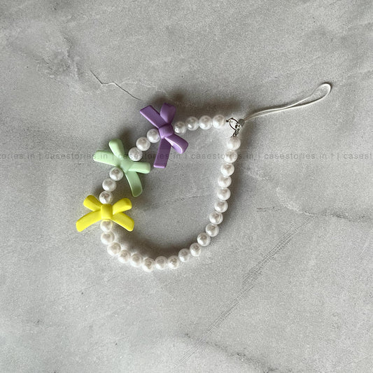 Pastel Bow with Pearl Mobile Charm