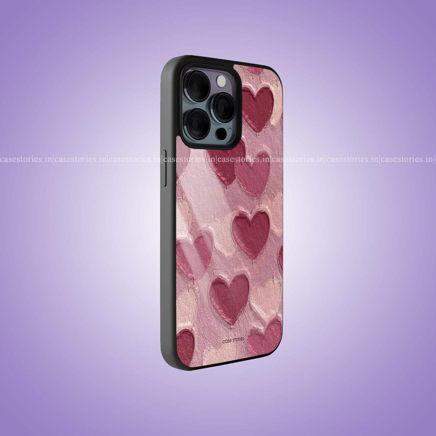 Oil Painted Hearts Pattern Aesthetic Premium Glossy Phone Case