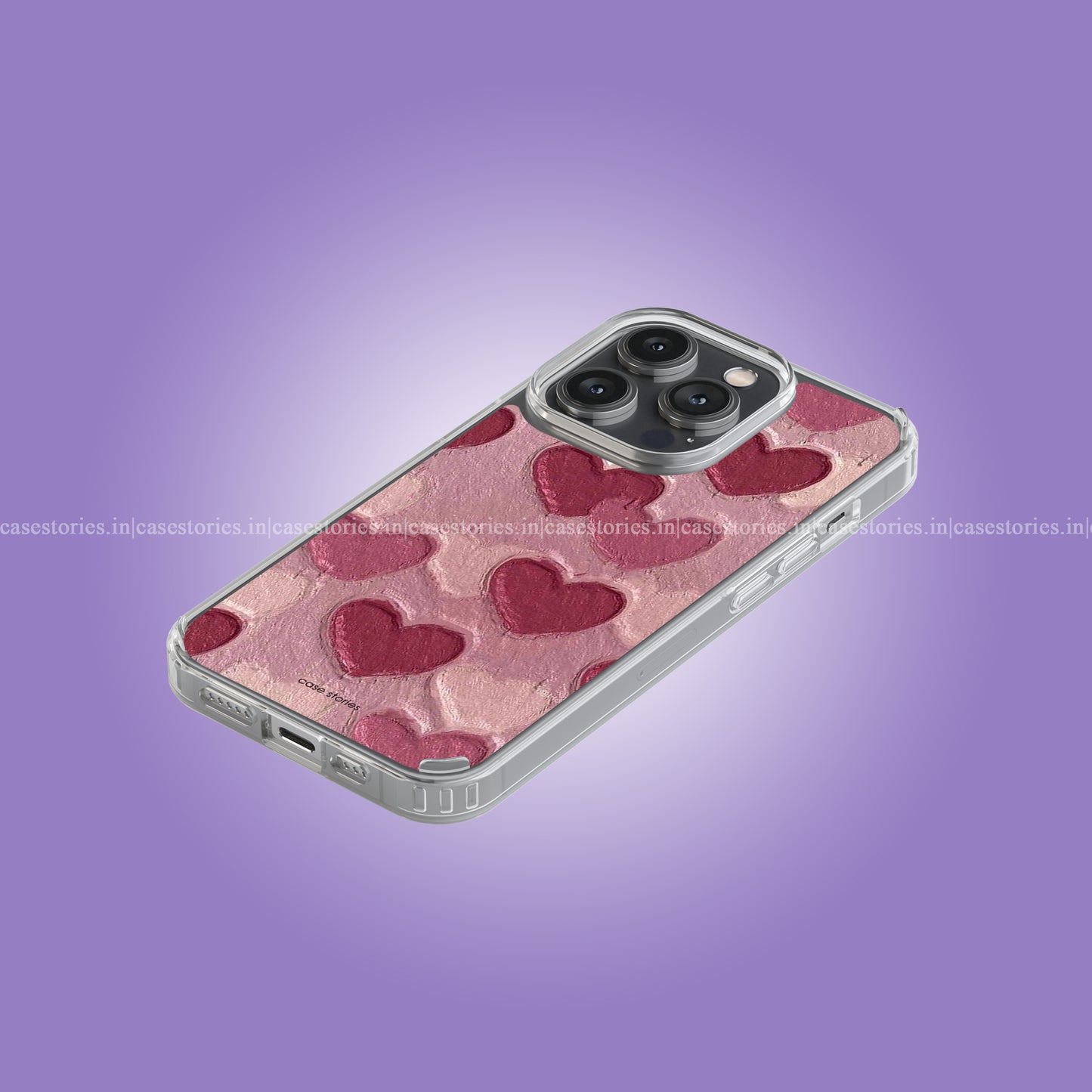 Oil Painted Hearts Pattern Aesthetic Soft Case