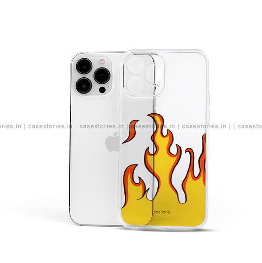 Orange Flame Transparent Mobile Cover