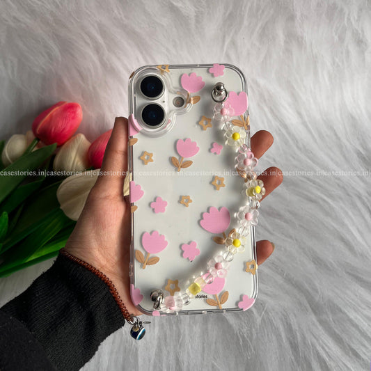 PINK FLOWER Chain Soft Case