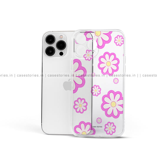 Pink Flower Pattern Transparent Mobile Cover