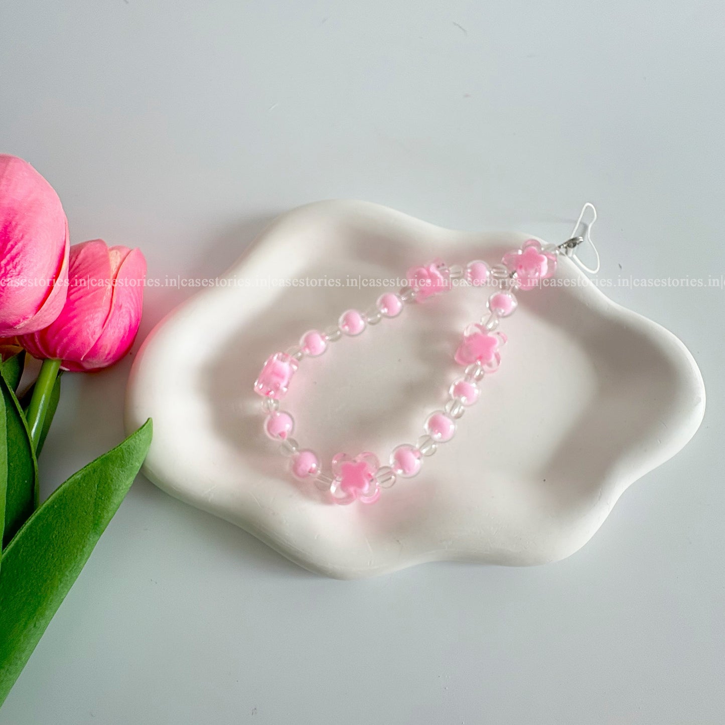 Pink Butterfly with Pink Beads Mobile Charm