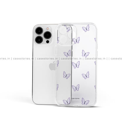 Purple Butterfly Pattern Transparent Mobile Cover