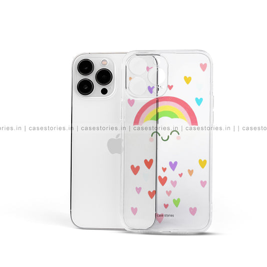 Rainbow Hearts Doodle Transparent Mobile Cover