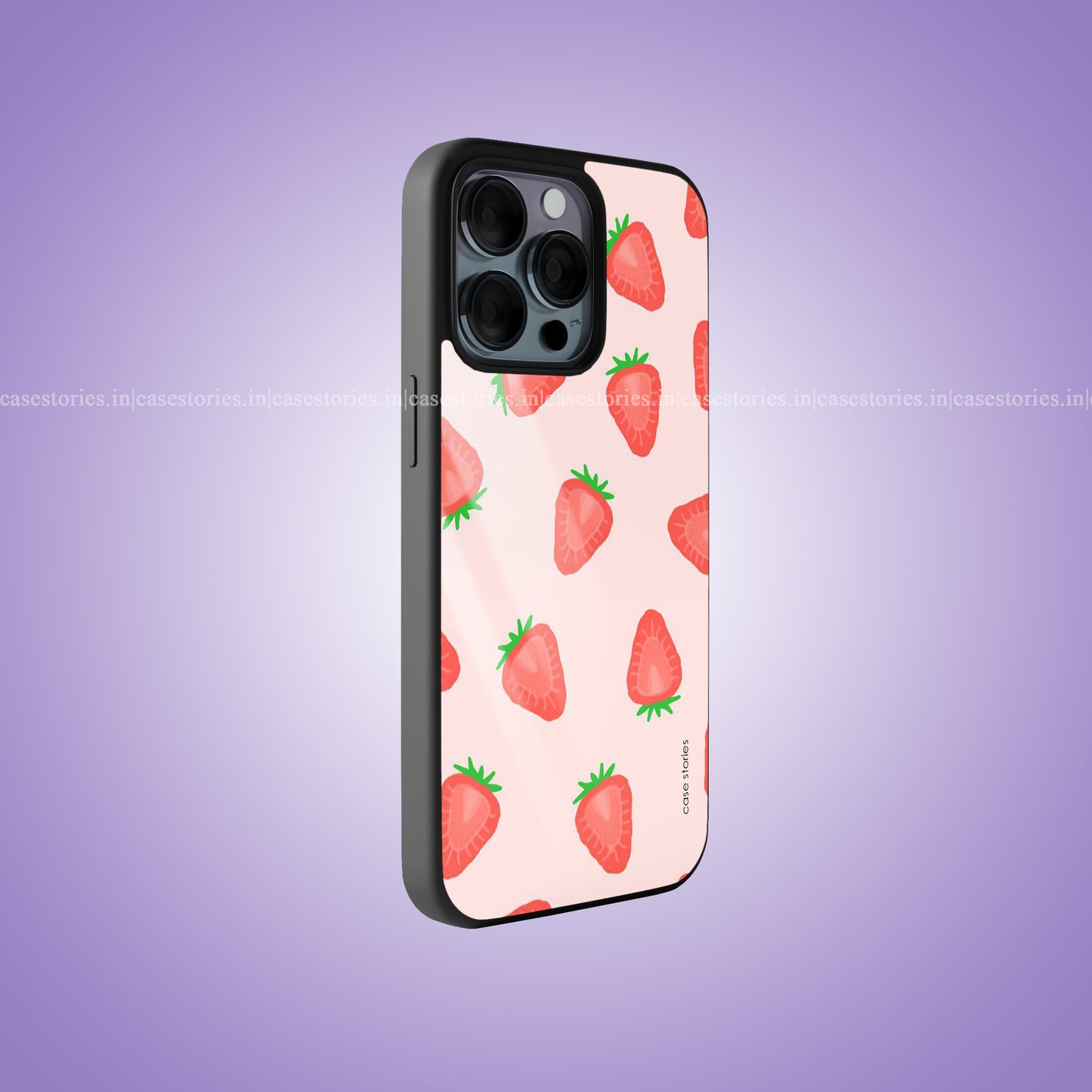 Strawberry Pattern Aesthetic Premium Glossy Phone Case