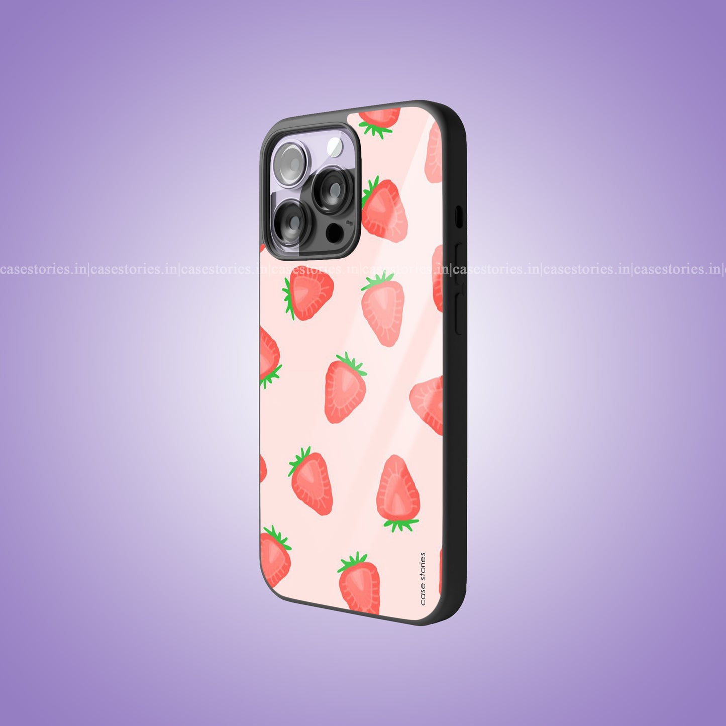 Strawberry Pattern Aesthetic Premium Glossy Phone Case