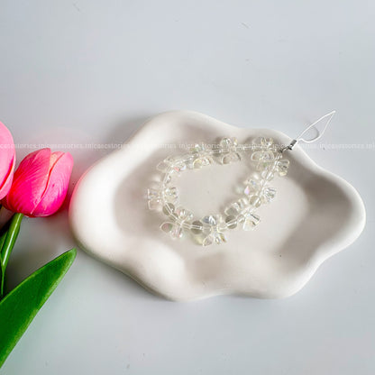 Tiny Bow with Crystal Beads Mobile Charm