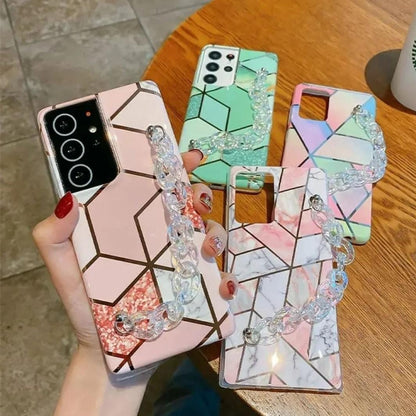 Geometric Pattern Normal Crystal Chain Mobile Cover